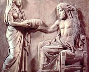 Rea consegna a Crono una pietra al posto di Zeus