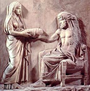 Rea consegna a Crono una pietra al posto di Zeus